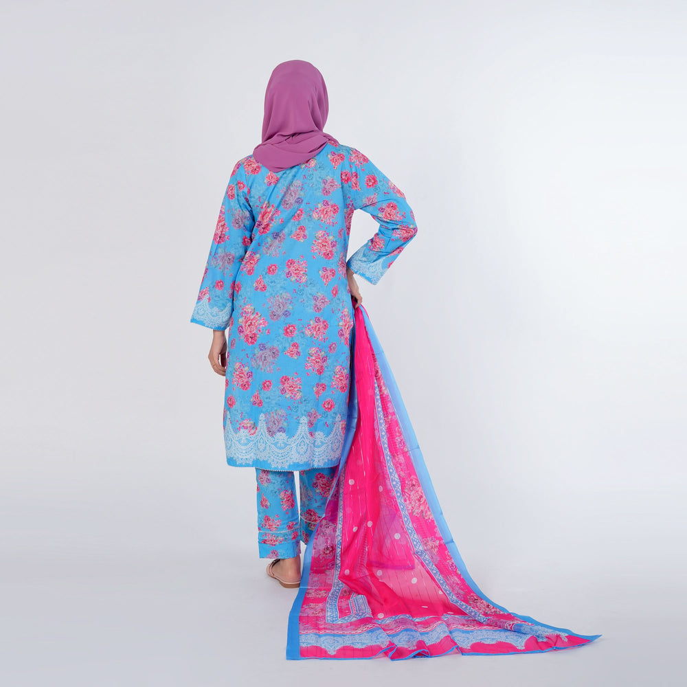 Women's Printed Shalwar Suit - Blue, Women Shalwar Suits, Chase Value, Chase Value