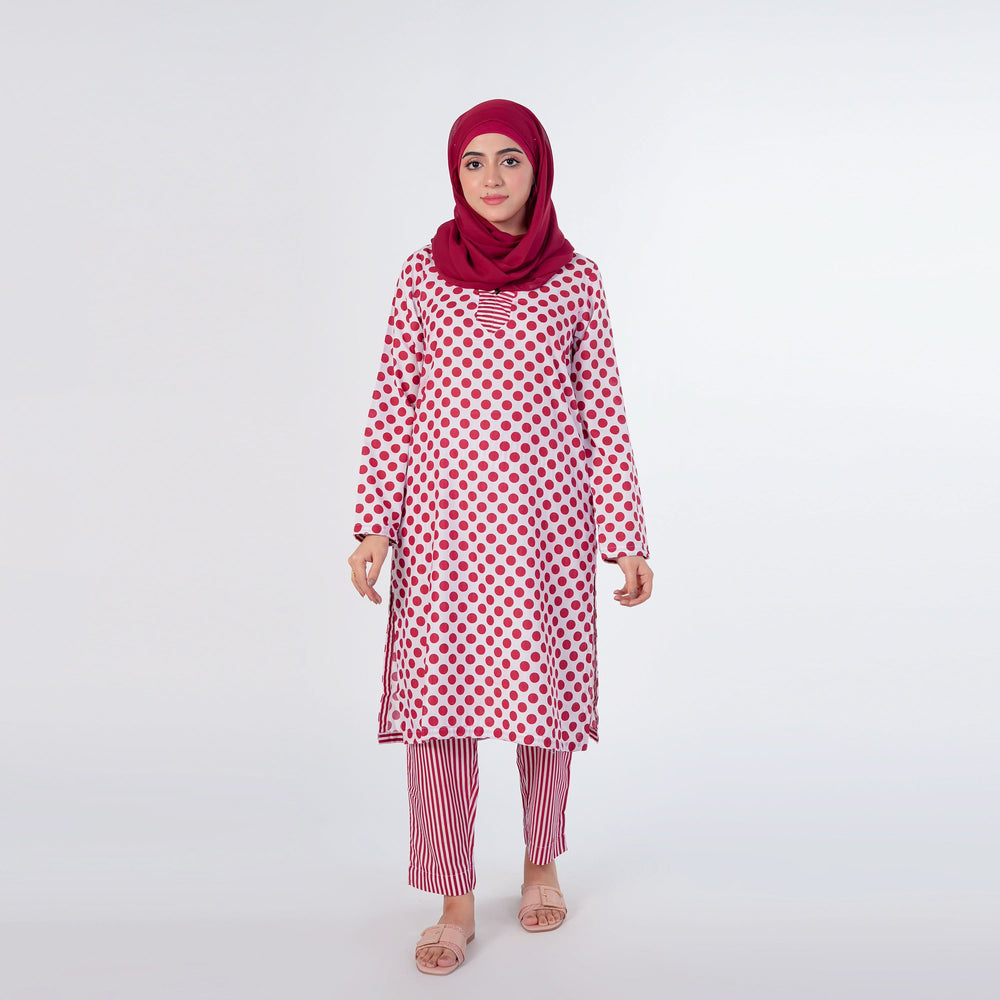 Women's Printed Shalwar Suit - Red, Women Shalwar Suits, Chase Value, Chase Value
