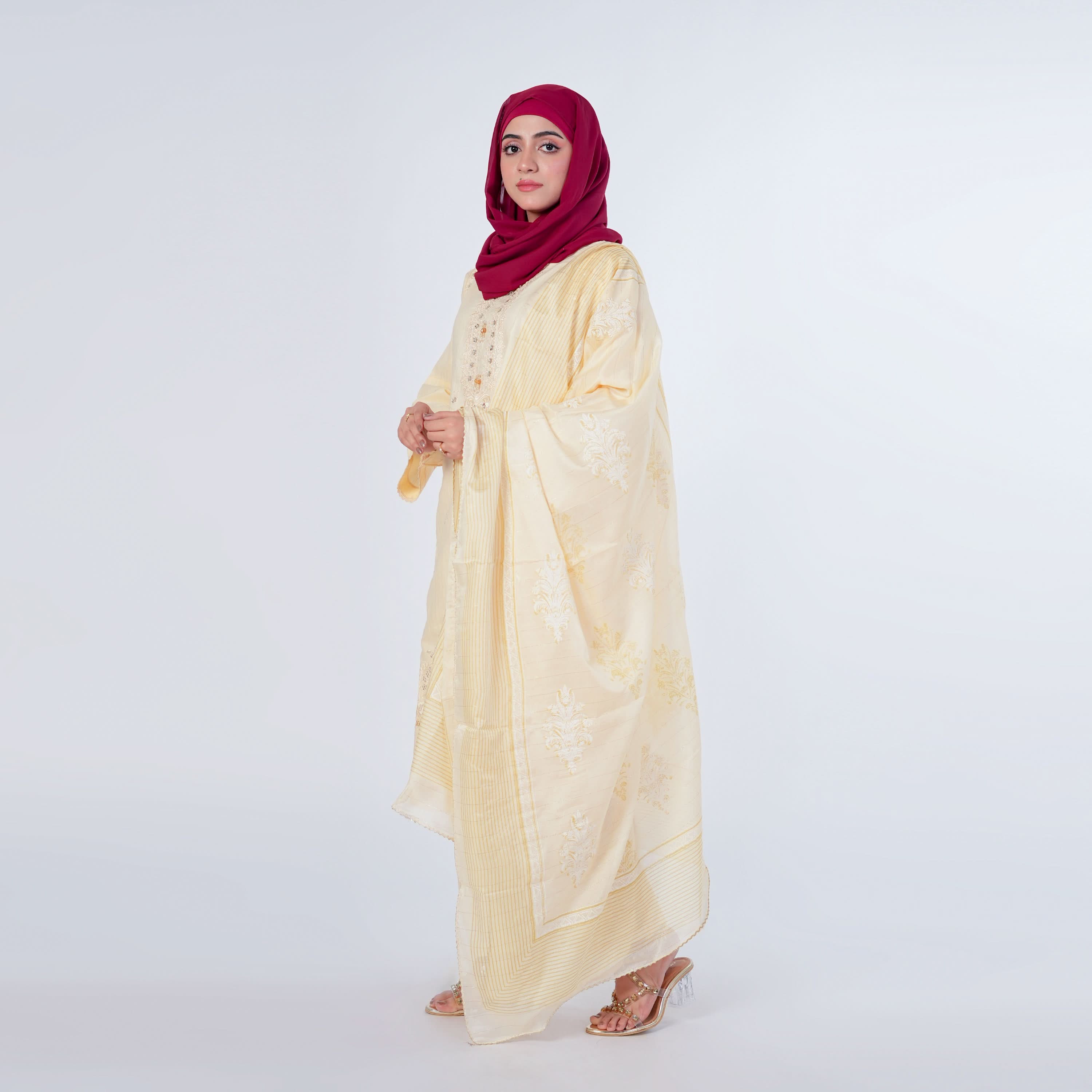 Women's Embroidered Jacquard 3Pcs Suit - Skin, Women Shalwar Suits, Chase Value, Chase Value