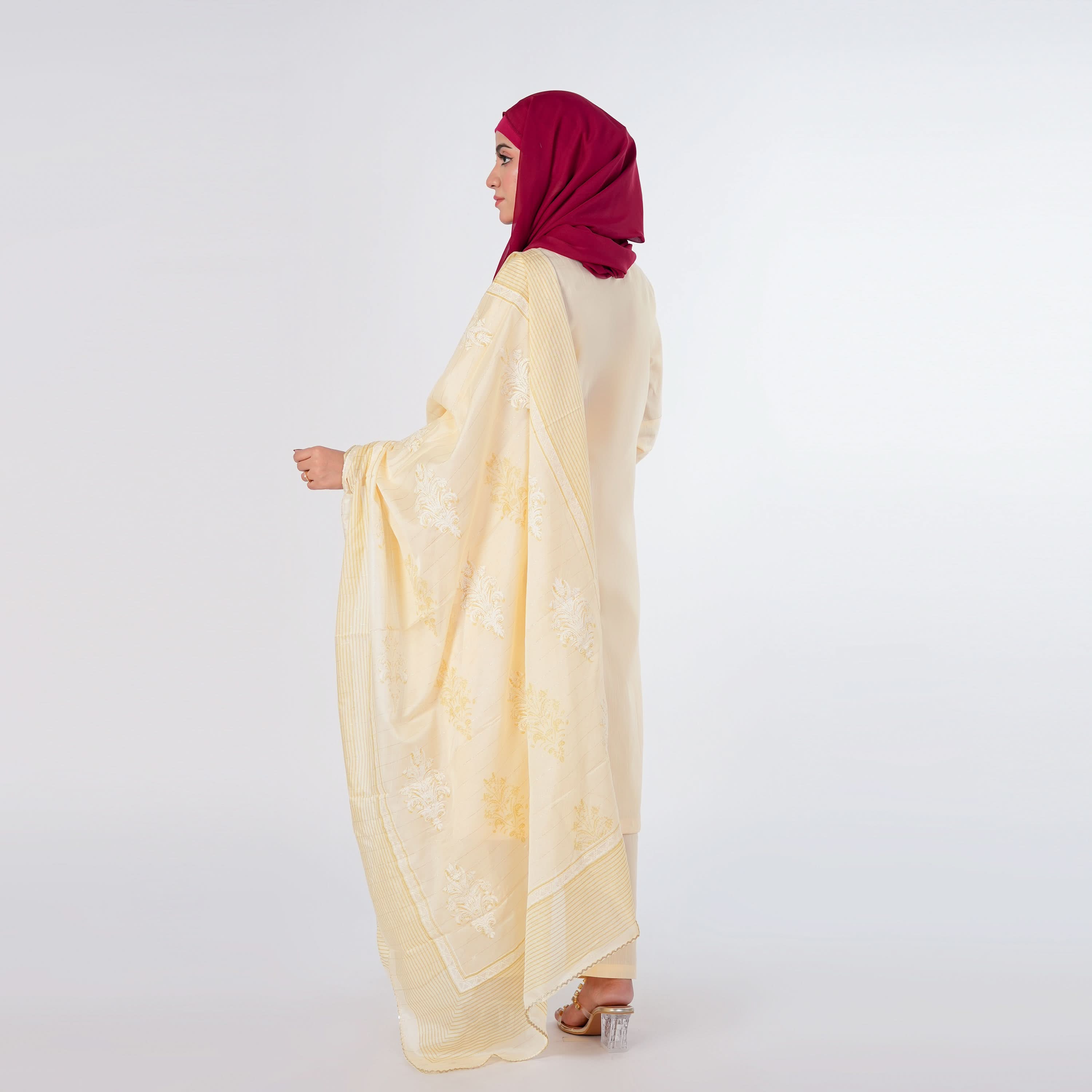 Women's Embroidered Jacquard 3Pcs Suit - Skin, Women Shalwar Suits, Chase Value, Chase Value