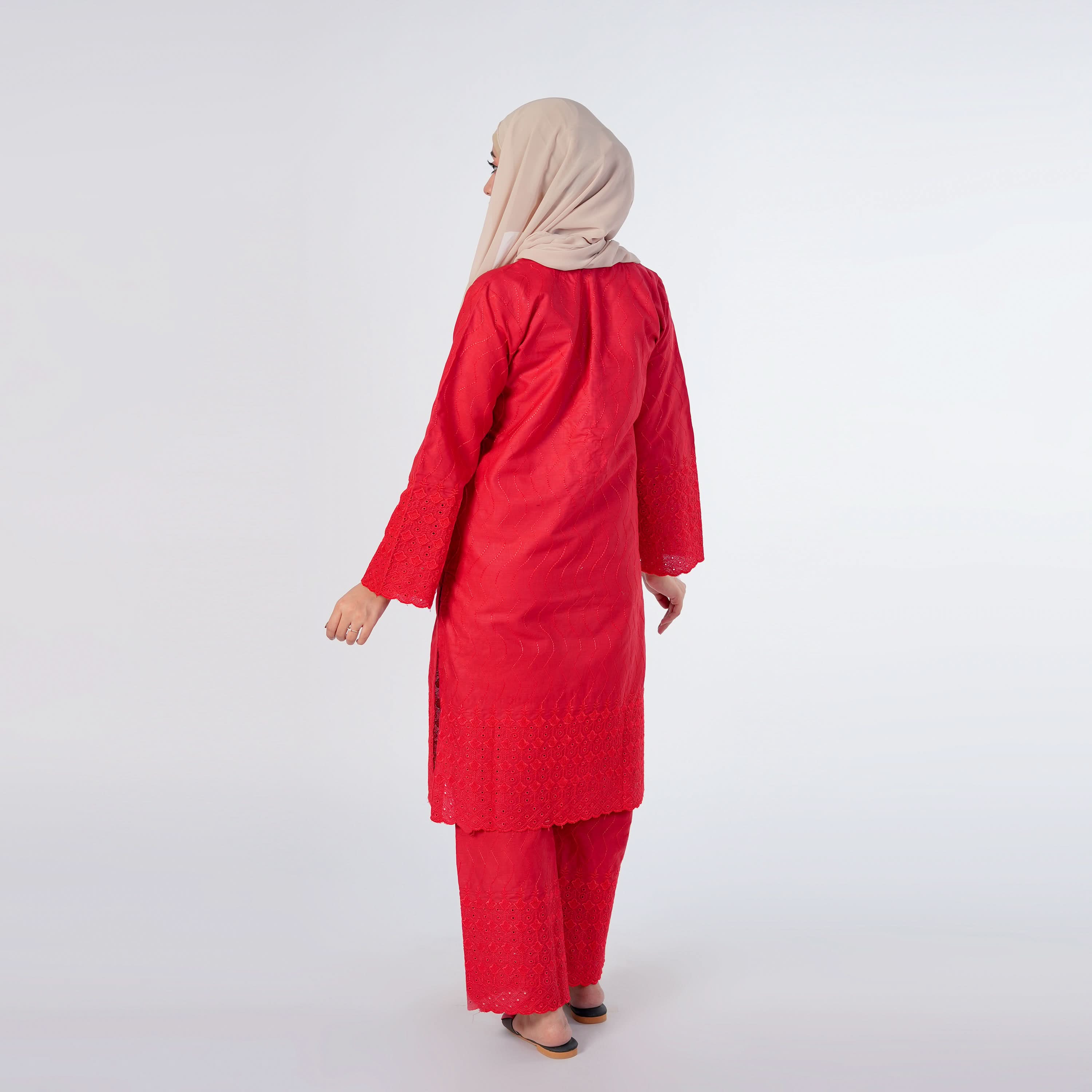 Women's Embroidered 2pcs Stitched Suit - Red, Women Shalwar Suits, Chase Value, Chase Value