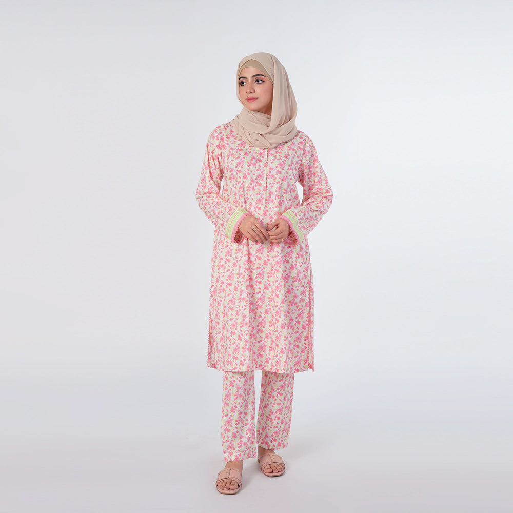 Women's Printed Stitched Shalwar Suit - Pink, Women Shalwar Suits, Chase Value, Chase Value