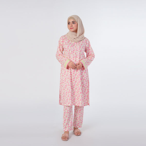 Women's Printed Stitched Shalwar Suit - Pink