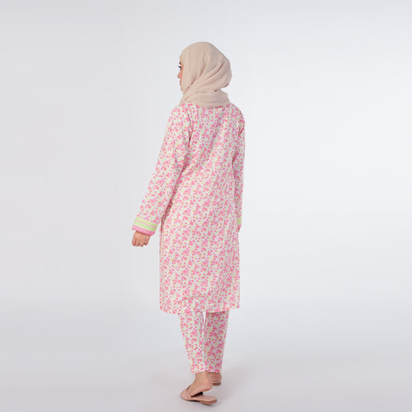 Women's Printed Stitched Shalwar Suit - Pink