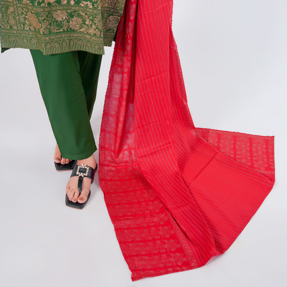 Women's 03pcs Stitched Suit - Green, Women Shalwar Suits, Chase Value, Chase Value