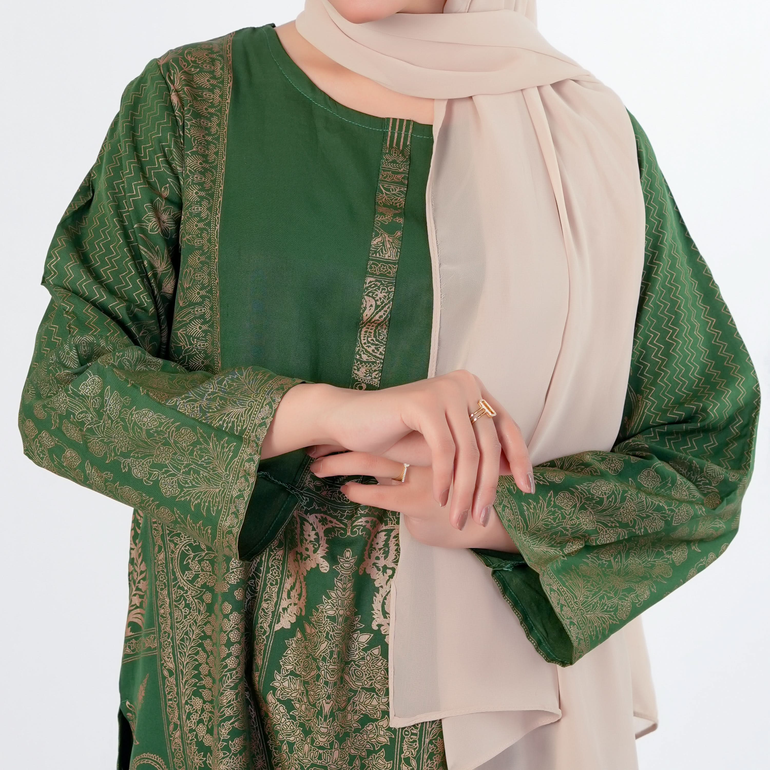 Women's 03pcs Stitched Suit - Green, Women Shalwar Suits, Chase Value, Chase Value
