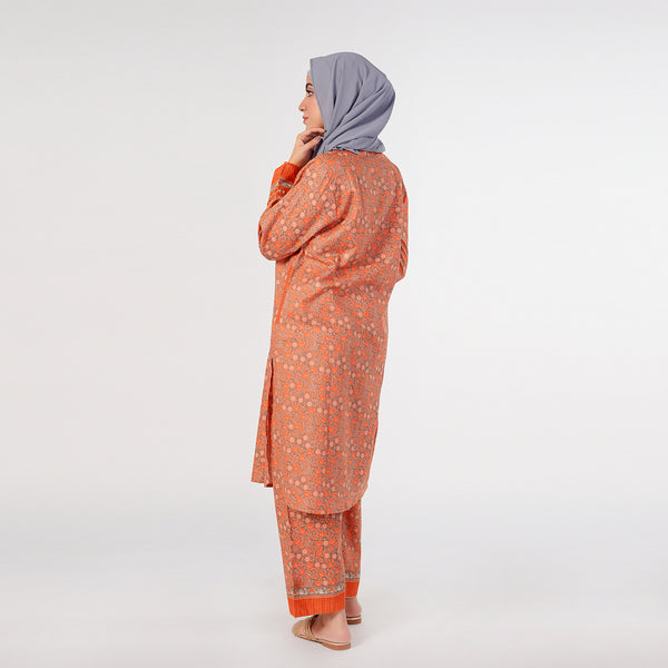 Eminent Women's Printed 2Pcs Suit - Orange