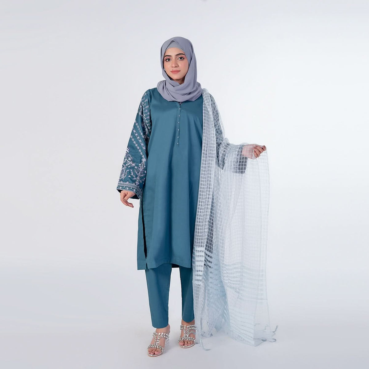 Women's Stitched 2pcs Suit - Sea Green, Women Shalwar Suits, Chase Value, Chase Value