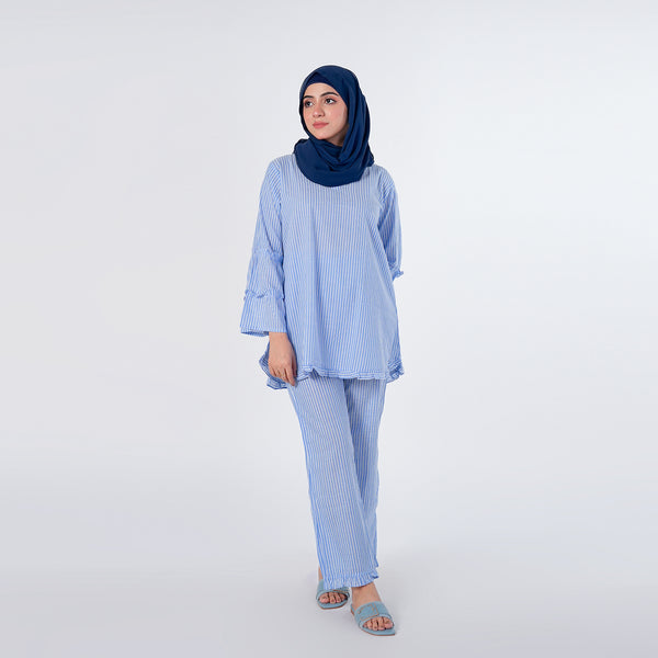 Women's Stripe Western Co-Ord Set - Blue