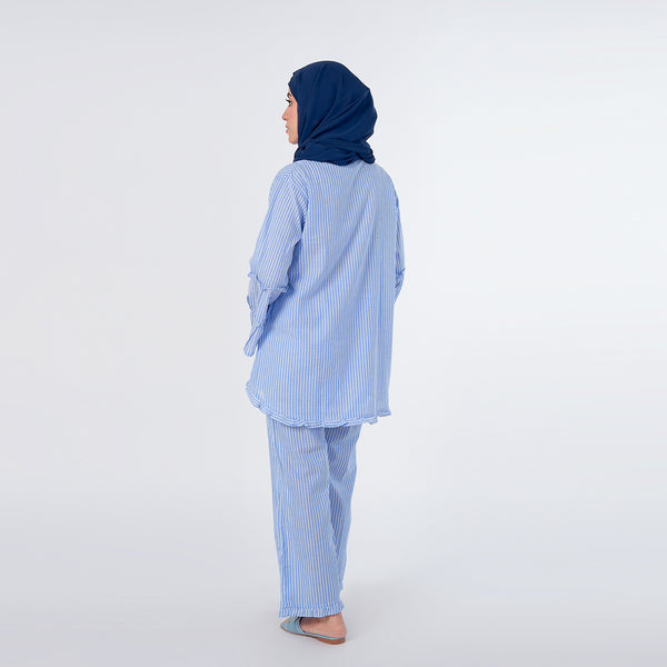 Women's Stripe Western Co-Ord Set - Blue