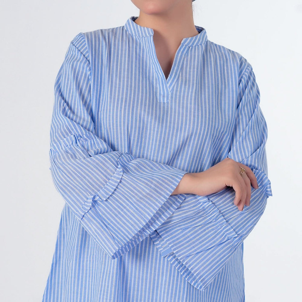 Women's Stripe Western Co-Ord Set - Blue, Women Co-Ord Set, Chase Value, Chase Value