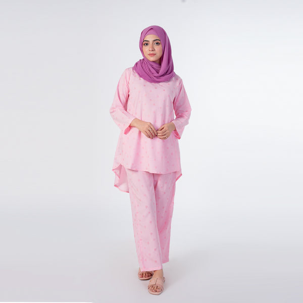 Women's Printed Dot Western Co-Ord Set - Pink
