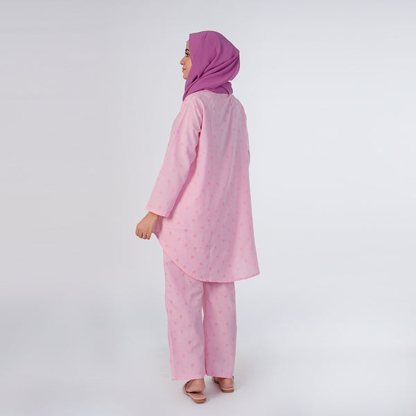 Women's Printed Dot Western Co-Ord Set - Pink