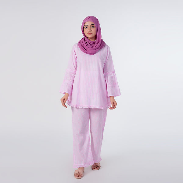 Women's Stripe Western Co-Ord Set - Pink