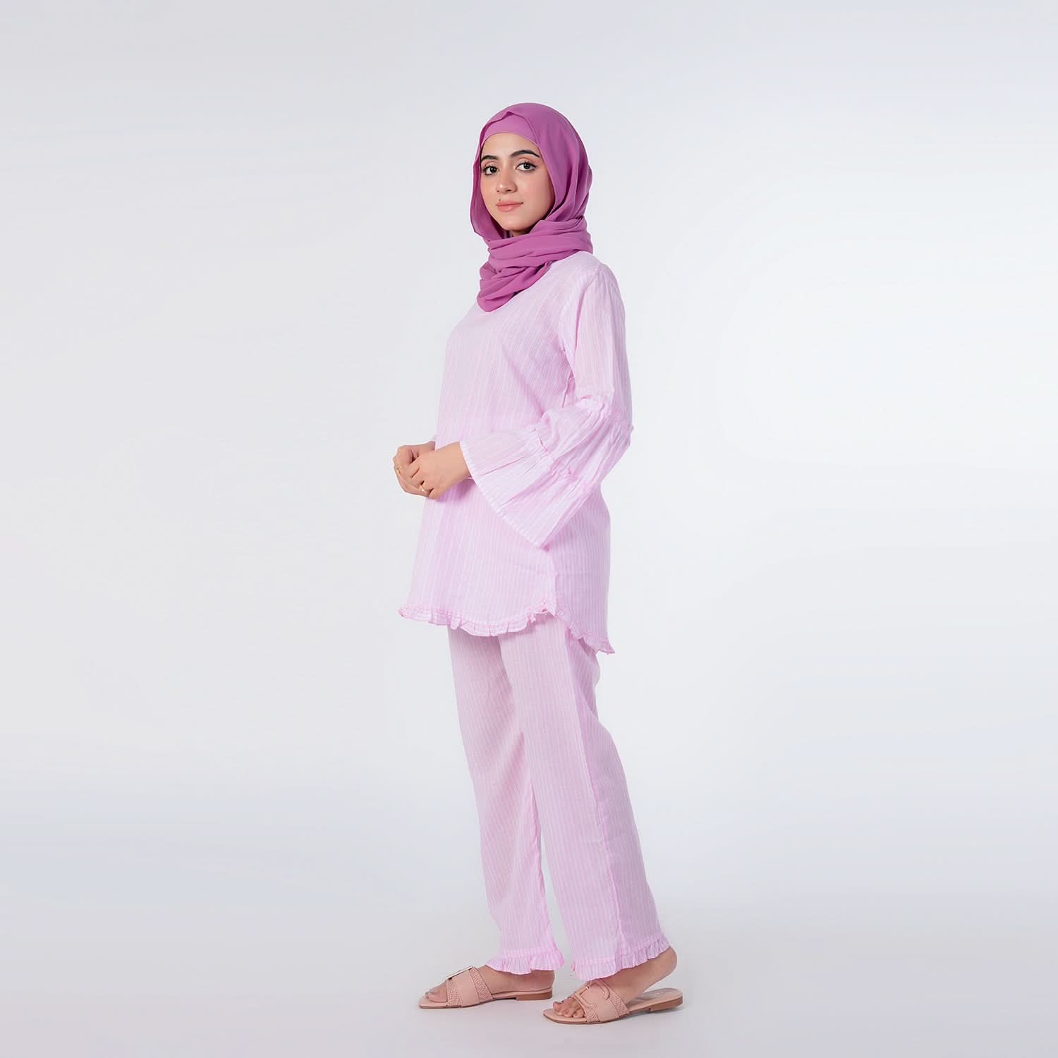 Women's Stripe Western Co-Ord Set - Pink, Women Co-Ord Set, Chase Value, Chase Value