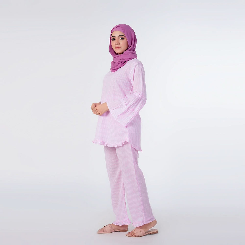 Women's Stripe Western Co-Ord Set - Pink, Women Co-Ord Set, Chase Value, Chase Value