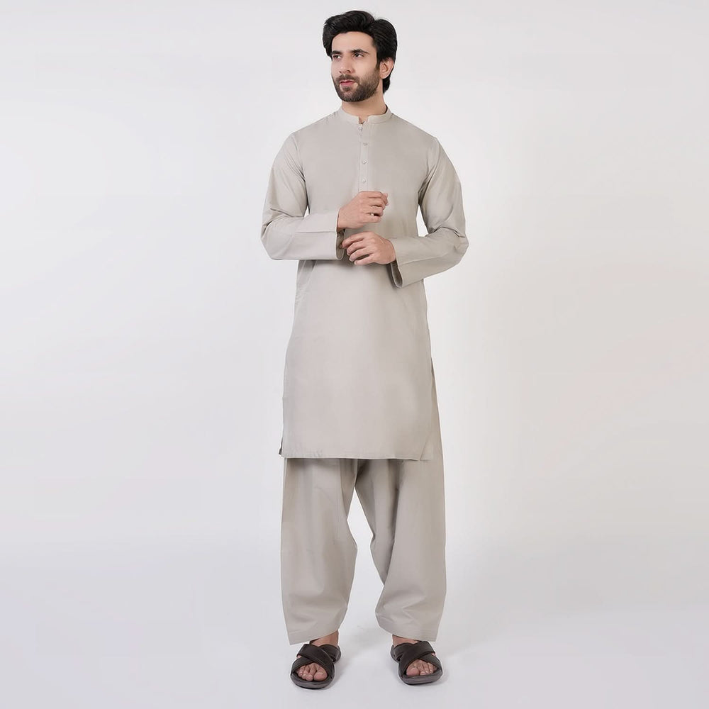Men's Slim Fit Plain Kurta Shalwar Suit - Olive, Men's Shalwar Kameez, Chase Value, Chase Value