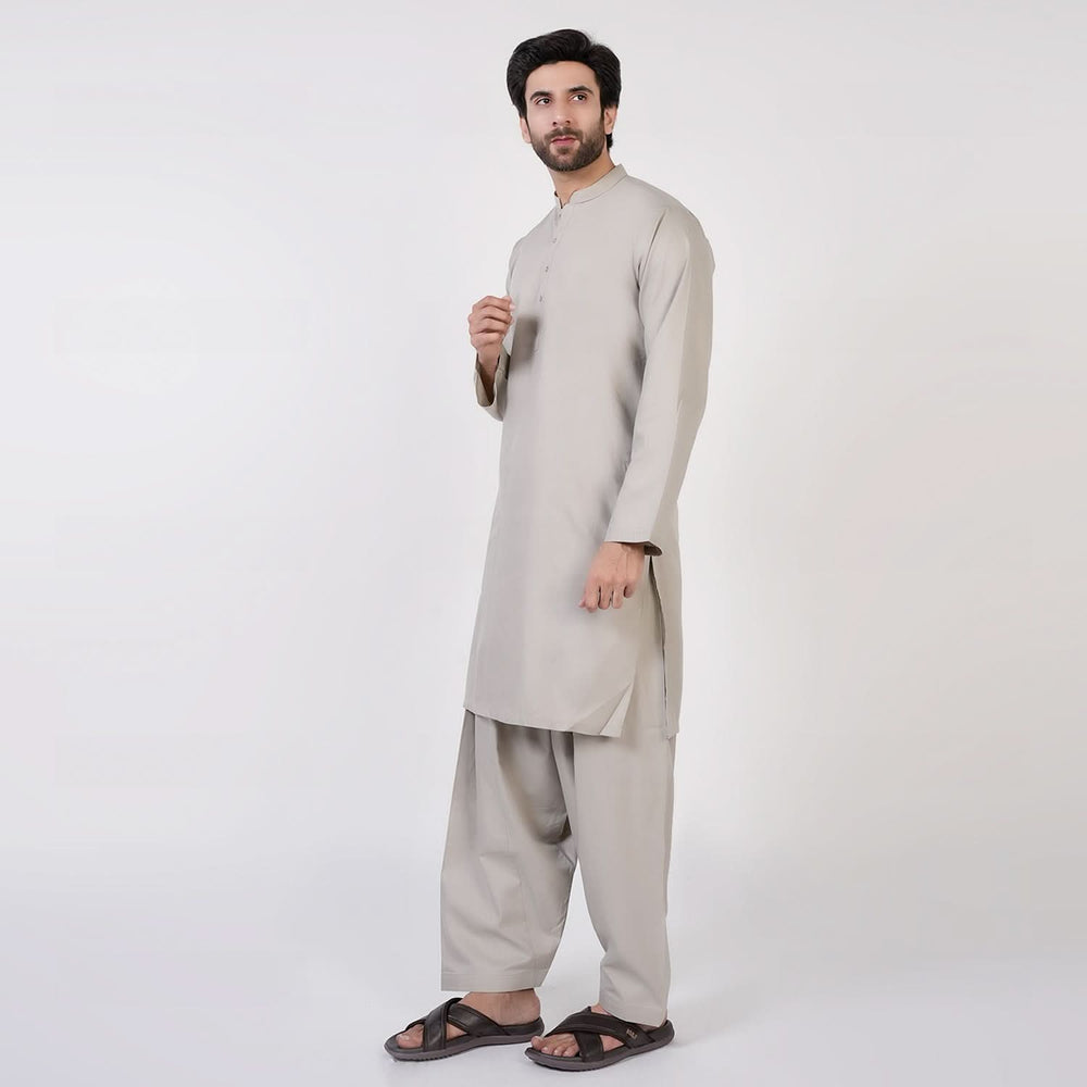 Men's Slim Fit Plain Kurta Shalwar Suit - Olive, Men's Shalwar Kameez, Chase Value, Chase Value