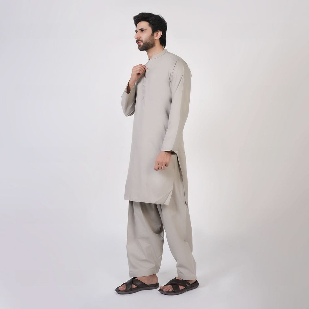 Men's Slim Fit Plain Kurta Shalwar Suit - Olive, Men's Shalwar Kameez, Chase Value, Chase Value