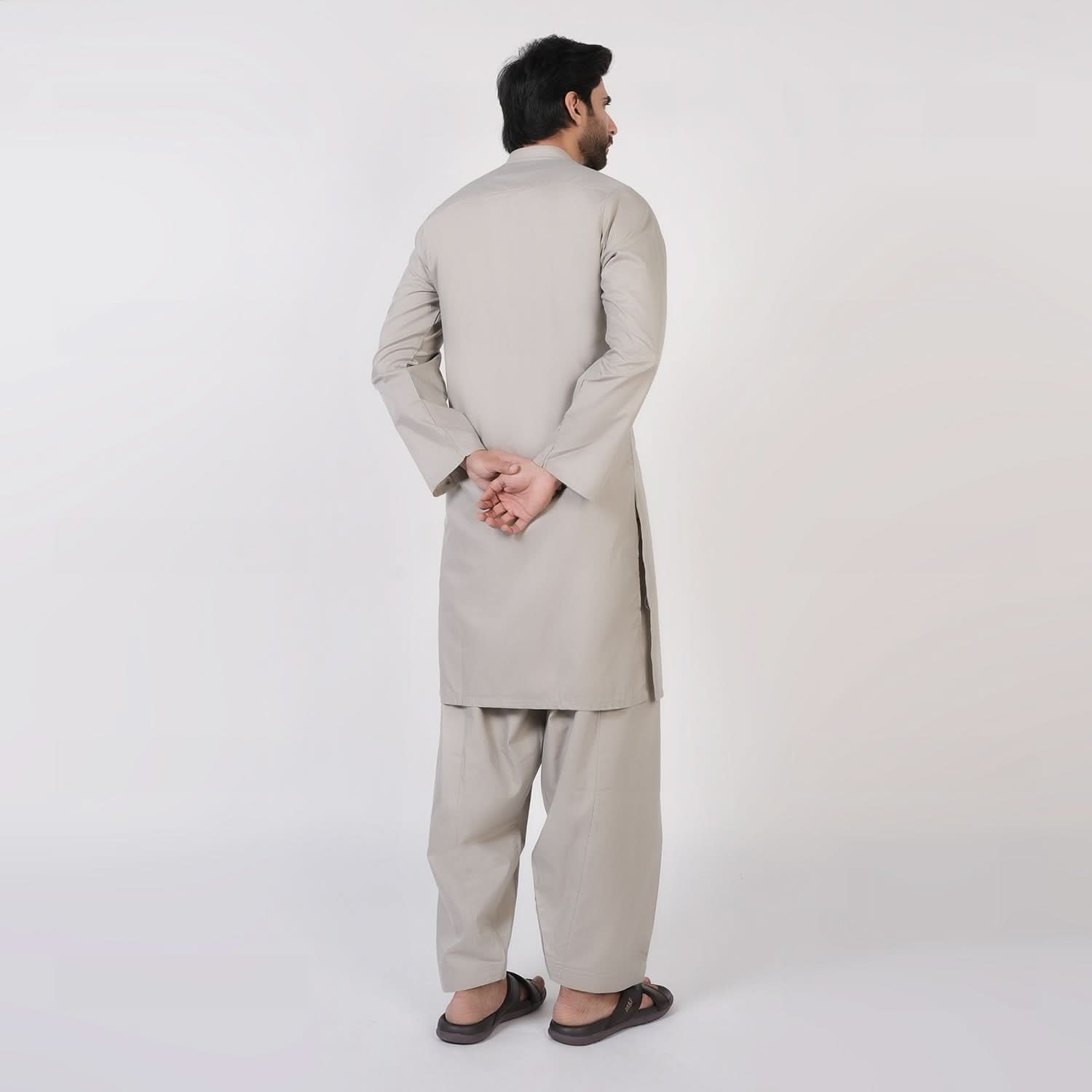 Men's Slim Fit Plain Kurta Shalwar Suit - Olive, Men's Shalwar Kameez, Chase Value, Chase Value