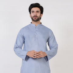 Men's Slim Fit Plain Kurta Shalwar Suit - Grey
