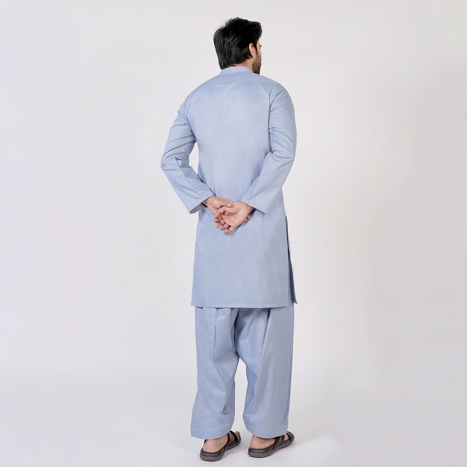 Men's Slim Fit Plain Kurta Shalwar Suit - Grey, Men's Shalwar Kameez, Chase Value, Chase Value