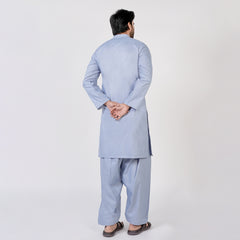 Men's Slim Fit Plain Kurta Shalwar Suit - Grey