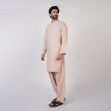 Men's Slim Fit Plain Kurta Shalwar Suit - Fawn, Men's Shalwar Kameez, Chase Value, Chase Value