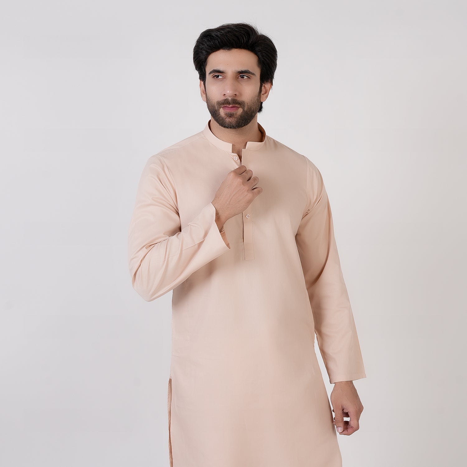 Men's Slim Fit Plain Kurta Shalwar Suit - Fawn, Men's Shalwar Kameez, Chase Value, Chase Value