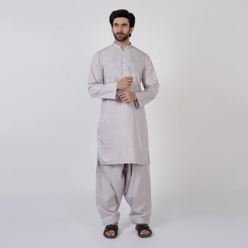 Men's Slim Fit Plain Kurta Shalwar Suit - Lilac
