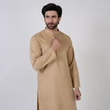 Men's Slim Fit Plain Kurta Shalwar Suit - Brown, Men's Shalwar Kameez, Chase Value, Chase Value