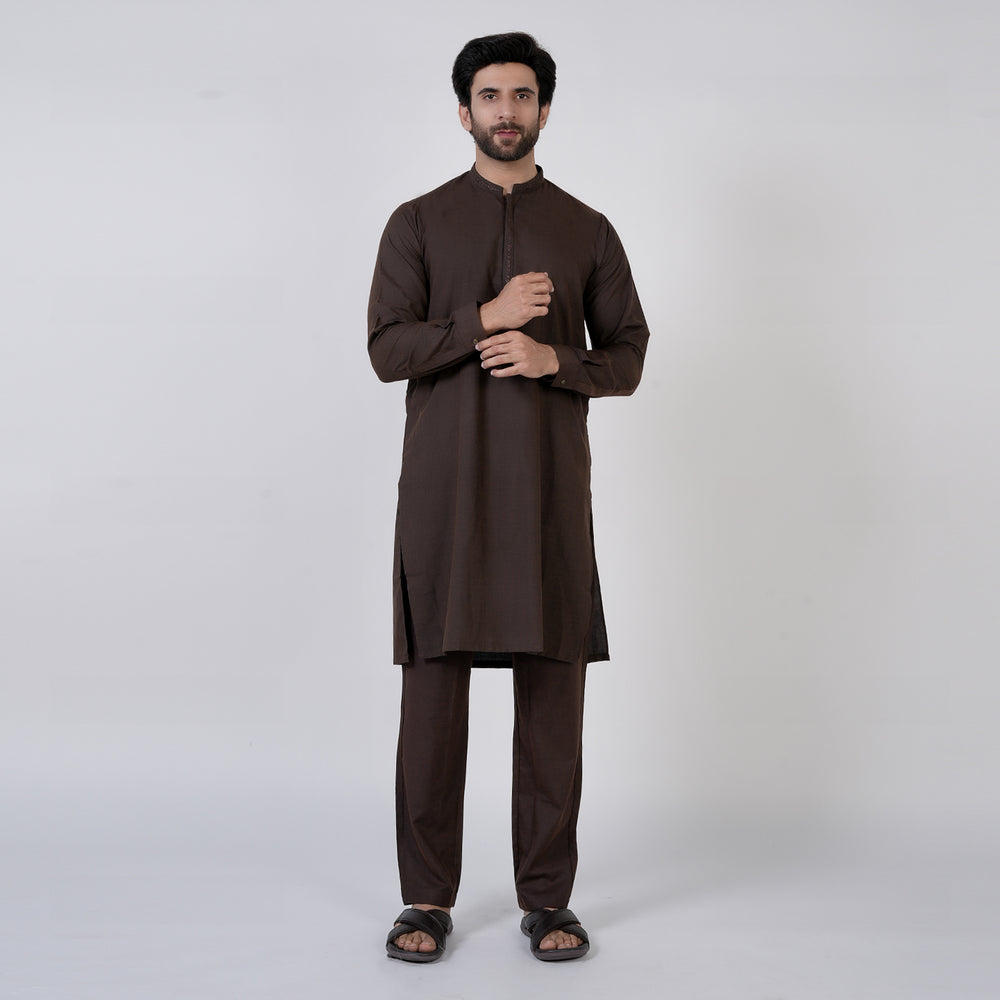 Eminent Men's Embroidered Kurta Pajama Suit - Chocolate, Men's Shalwar Kameez, Eminent, Chase Value