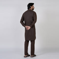 Eminent Men's Embroidered Kurta Pajama Suit - Chocolate