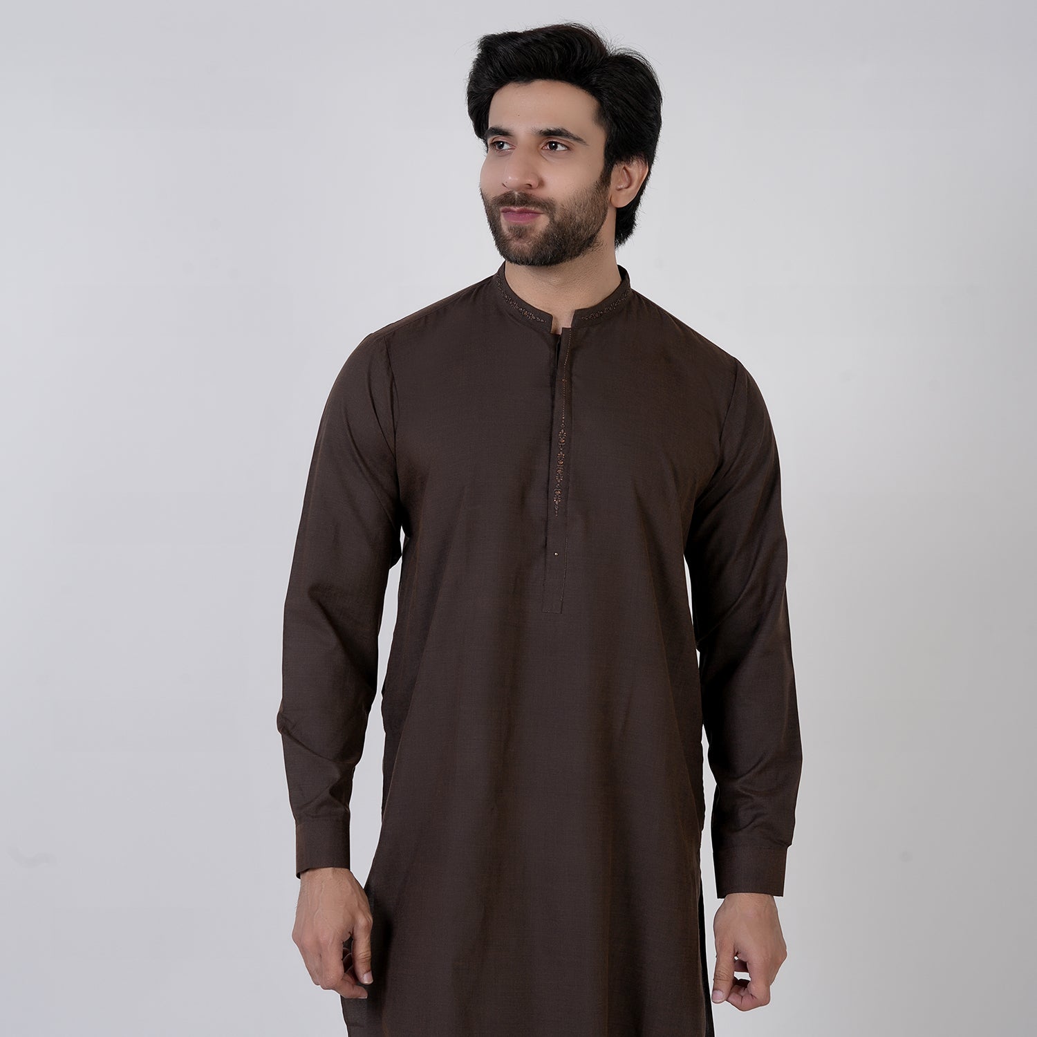 Eminent Men's Embroidered Kurta Pajama Suit - Chocolate, Men's Shalwar Kameez, Eminent, Chase Value