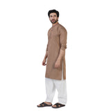 Men's Slim Fit Embroidered Kurta - Brown, Men's Kurtas, Chase Value, Chase Value