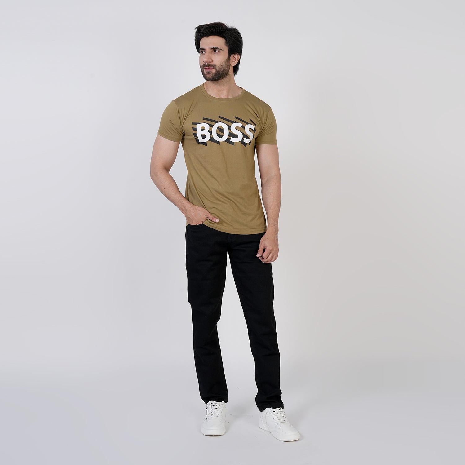Men's Half Sleeves Printed T-Shirt - Olive Green, Men's T-Shirts & Polos, Chase Value, Chase Value