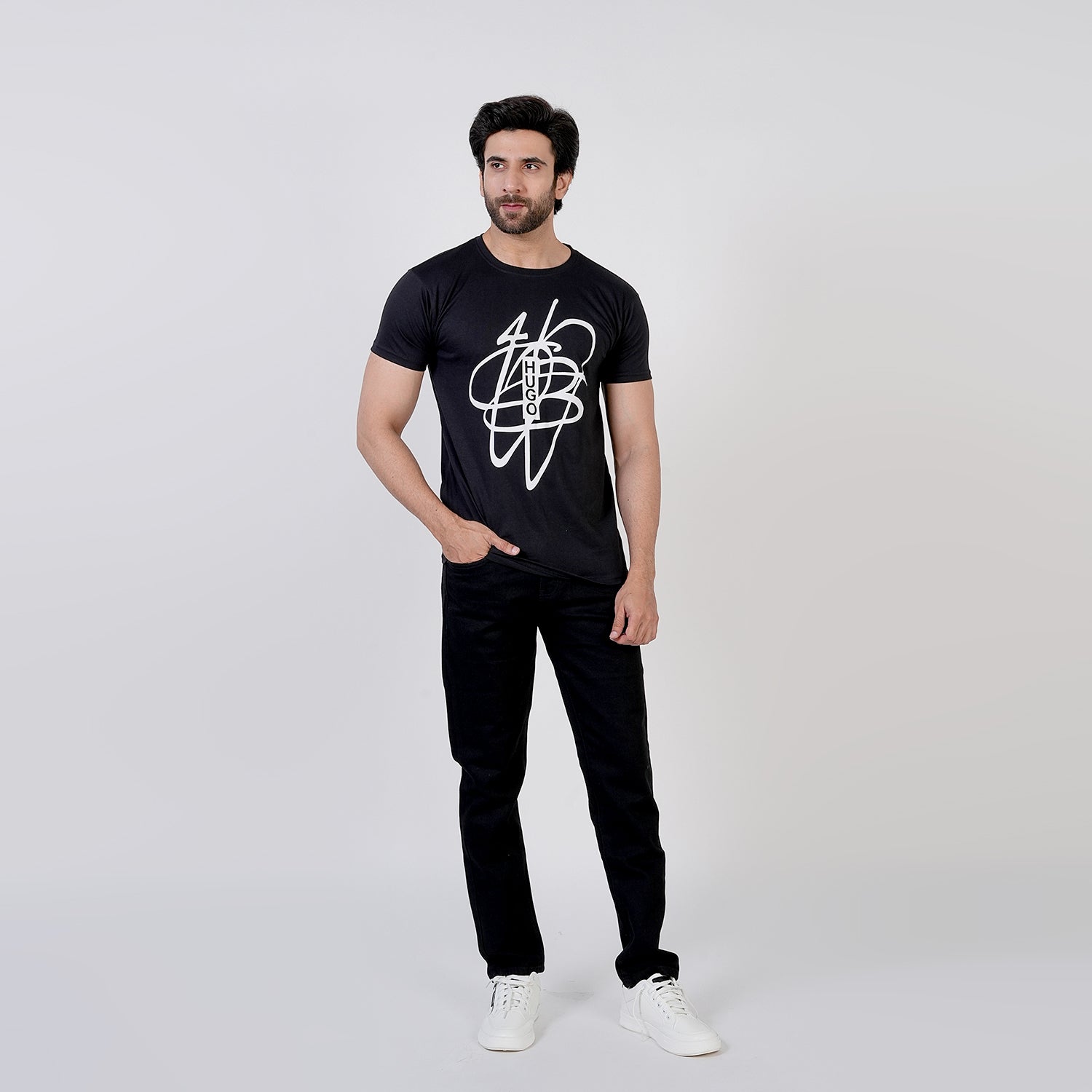 Men's Half Sleeves Printed T-Shirt - Black, Men's T-Shirts & Polos, Chase Value, Chase Value