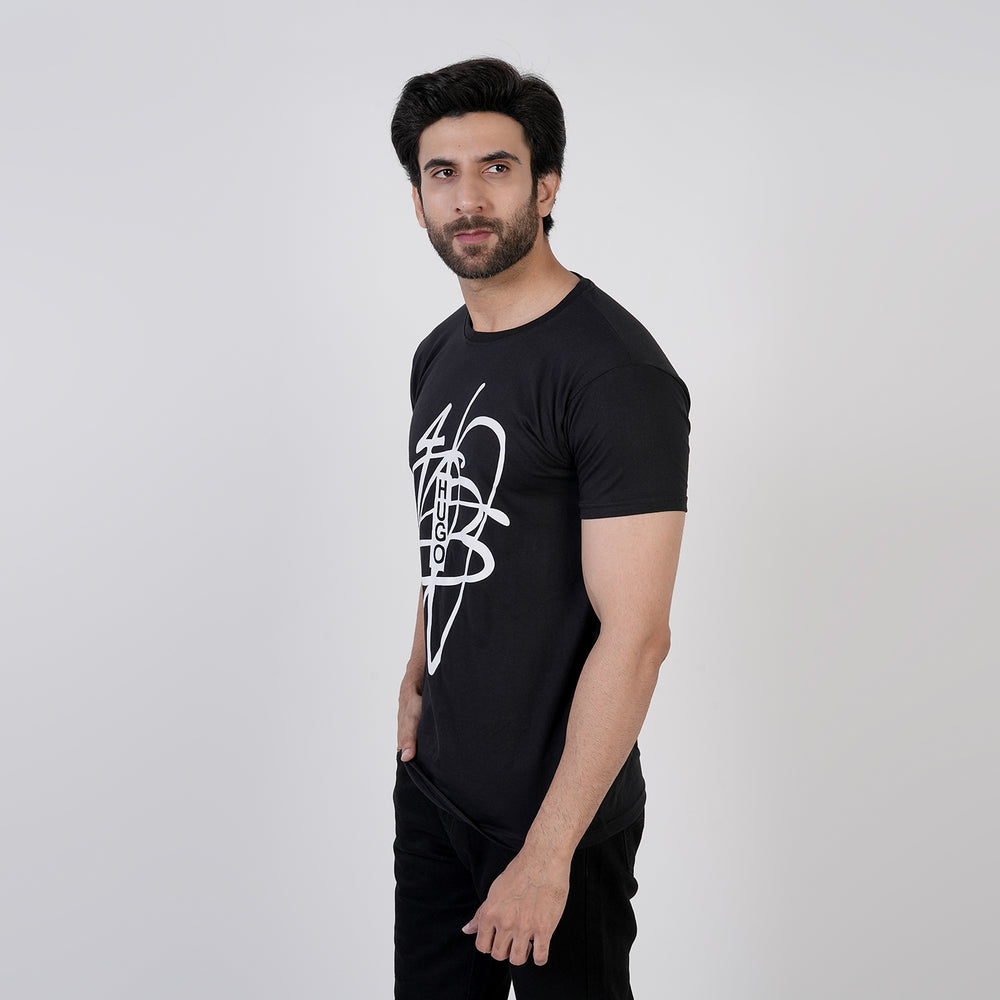 Men's Half Sleeves Printed T-Shirt - Black, Men's T-Shirts & Polos, Chase Value, Chase Value