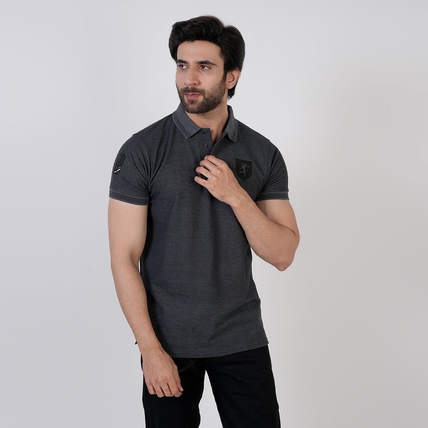 Men's Half Sleeves Polo T-Shirt - Dark Grey, Men's T-Shirts & Polos, Chase Value, Chase Value