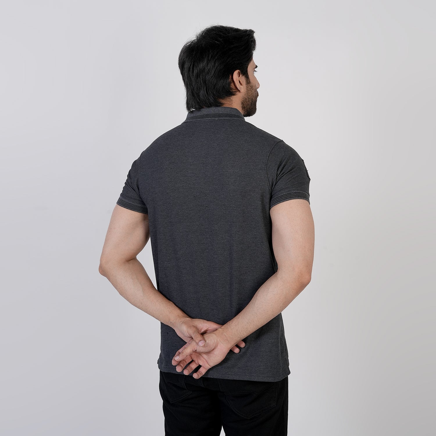 Men's Half Sleeves Polo T-Shirt - Dark Grey, Men's T-Shirts & Polos, Chase Value, Chase Value
