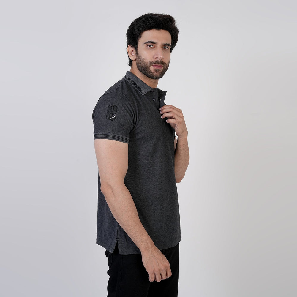 Men's Half Sleeves Polo T-Shirt - Dark Grey, Men's T-Shirts & Polos, Chase Value, Chase Value
