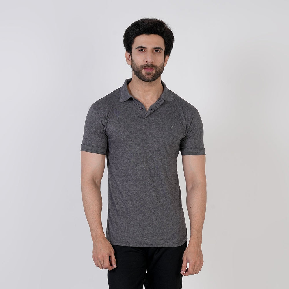 Men's Half Sleeves Polo T-Shirt - Charcoal, Men's T-Shirts & Polos, Chase Value, Chase Value