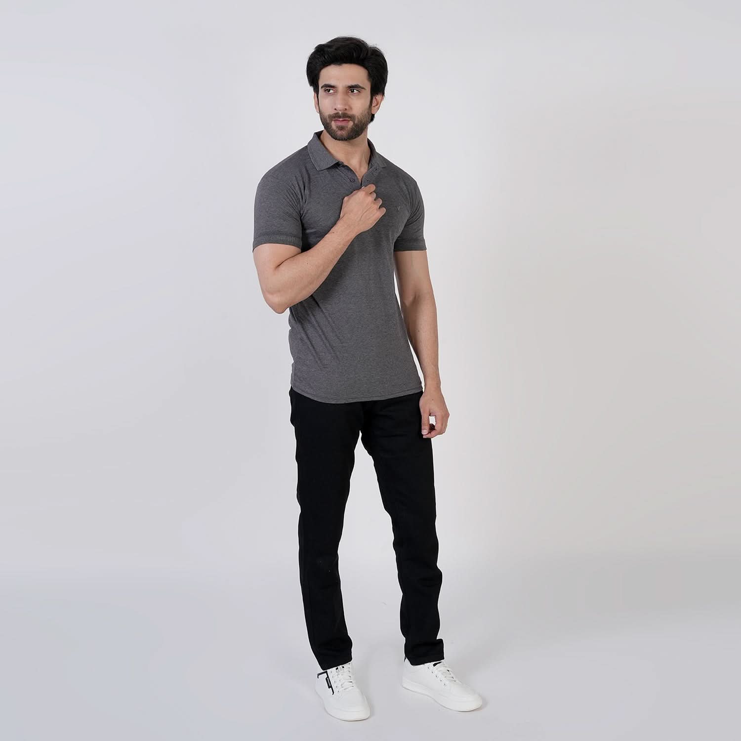 Valuable Men's Polo Half Sleeves Logo T-Shirt - Charcoal, Men's T-Shirts & Polos, Chase Value, Chase Value