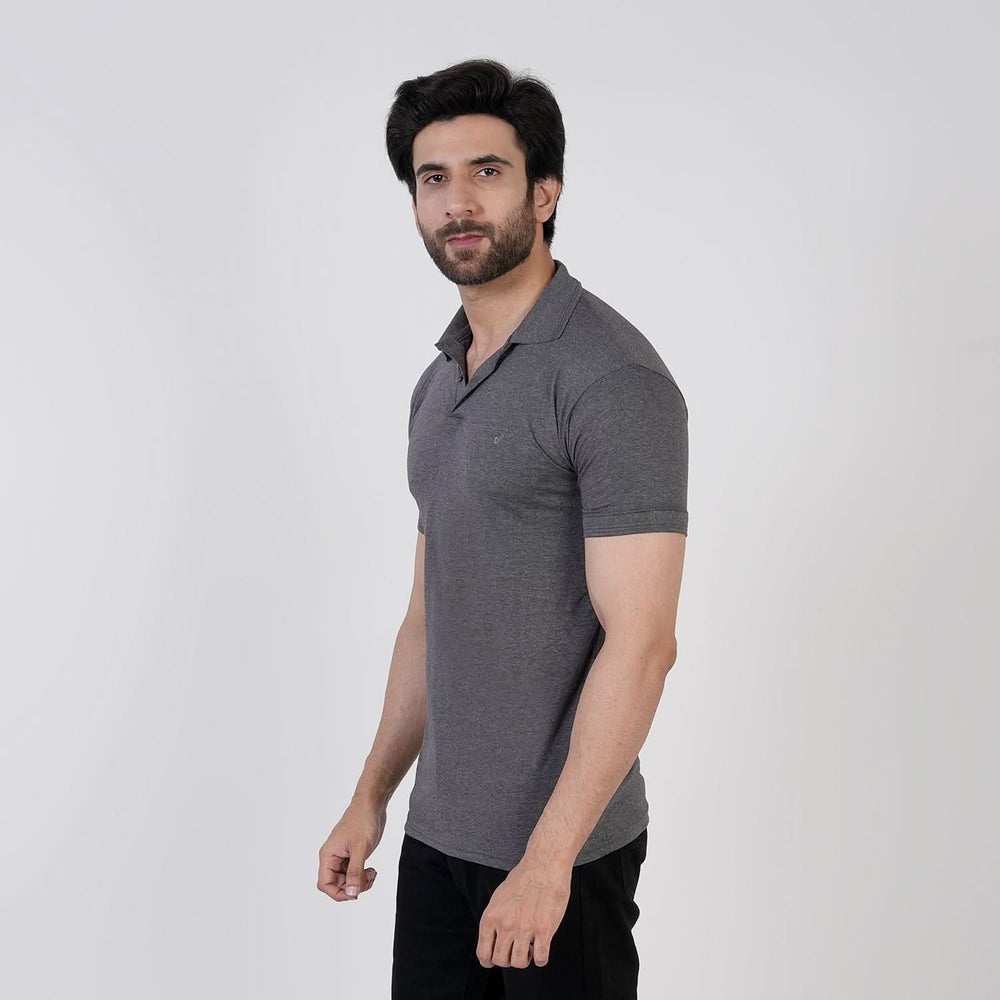 Valuable Men's Polo Half Sleeves Logo T-Shirt - Charcoal, Men's T-Shirts & Polos, Chase Value, Chase Value