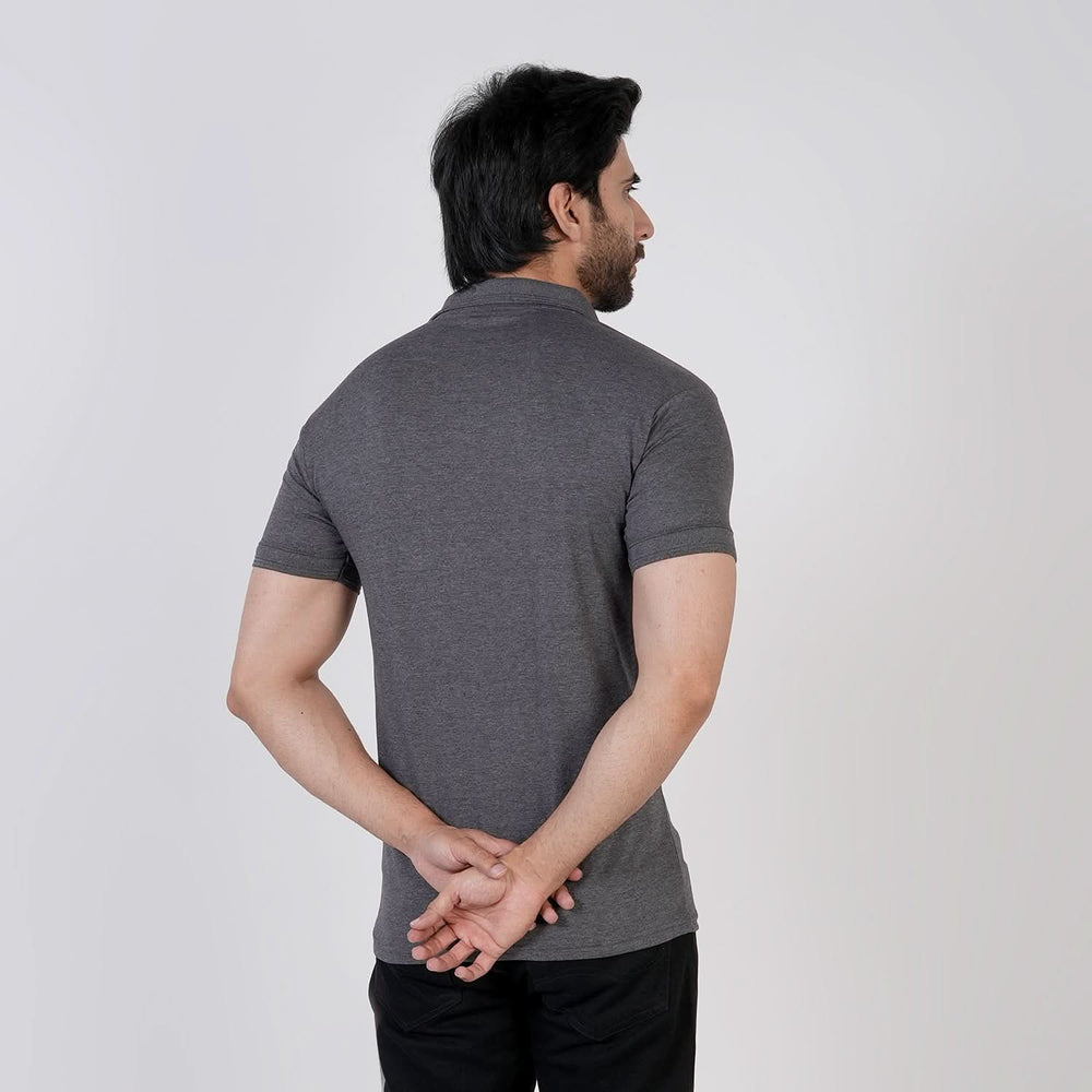 Valuable Men's Polo Half Sleeves Logo T-Shirt - Charcoal, Men's T-Shirts & Polos, Chase Value, Chase Value