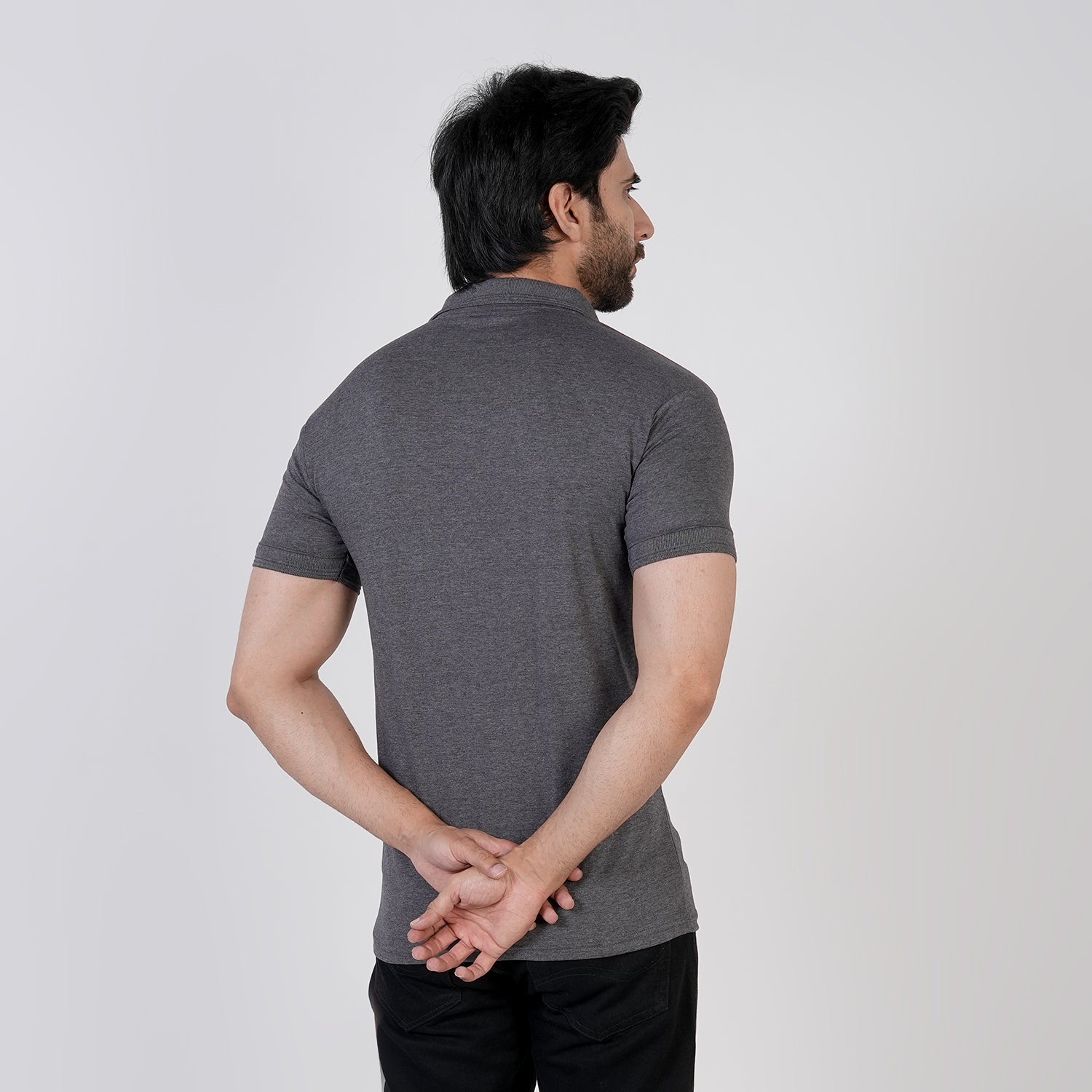 Men's Half Sleeves Polo T-Shirt - Charcoal, Men's T-Shirts & Polos, Chase Value, Chase Value