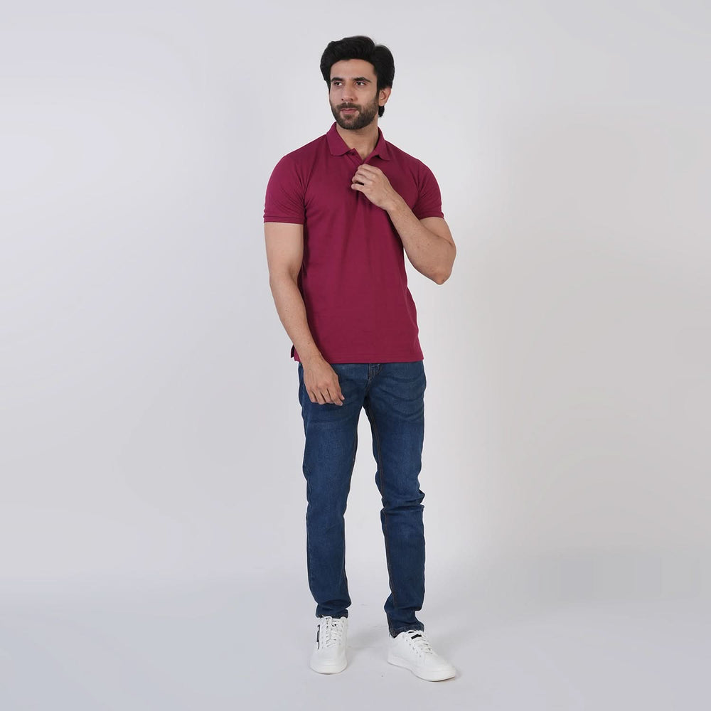 Men's Valuable Basic Polo HS T-Shirt Logo - Maroon, Men's T-Shirts & Polos, Chase Value, Chase Value