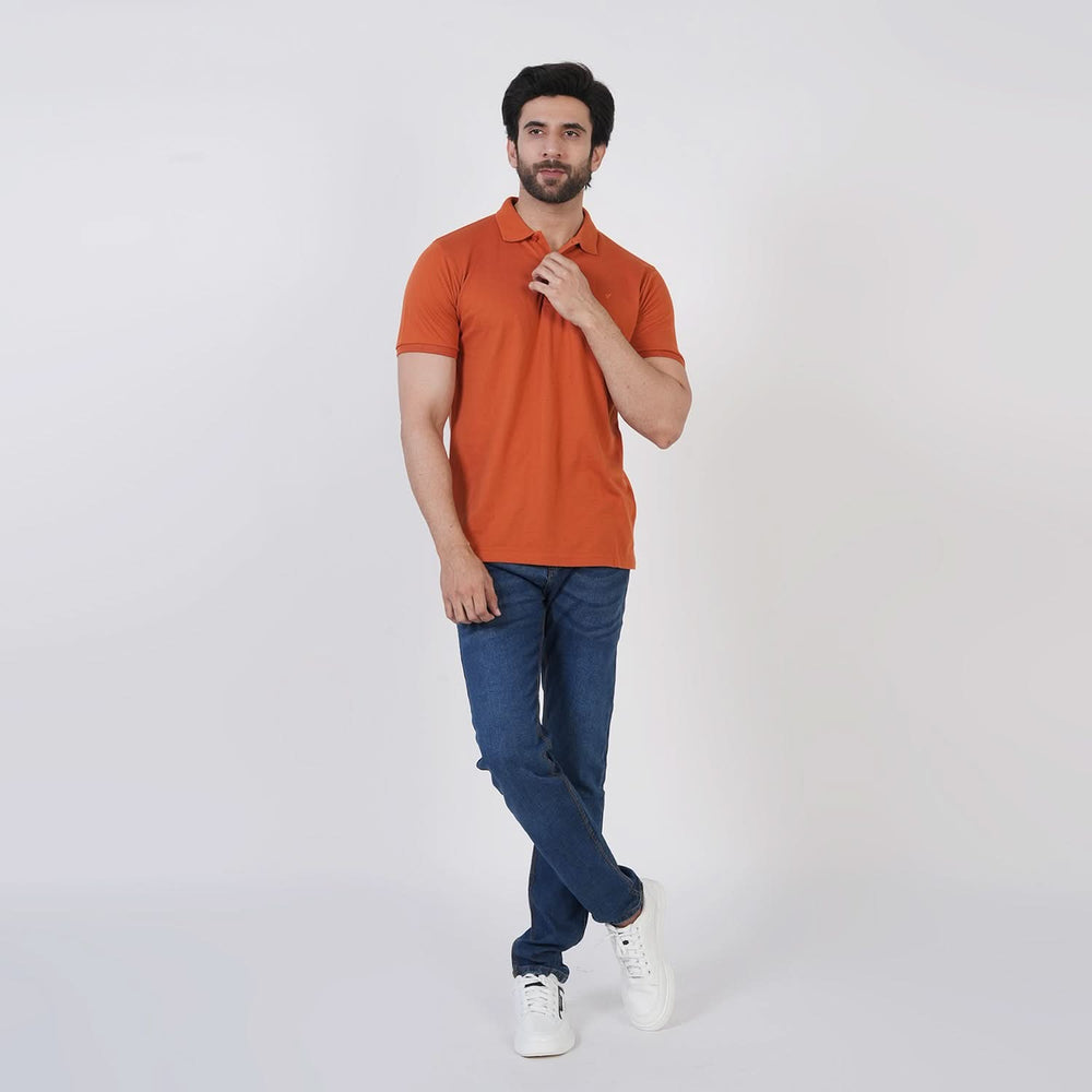 Men's Valuable Half Sleeves Polo T-Shirt - Rust, Men's T-Shirts & Polos, Chase Value, Chase Value
