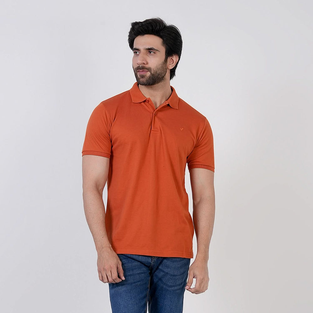 Men's Valuable Half Sleeves Polo T-Shirt - Rust, Men's T-Shirts & Polos, Chase Value, Chase Value