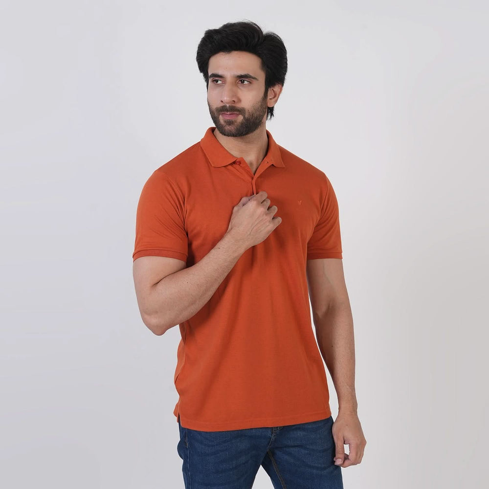 Men's Valuable Half Sleeves Polo T-Shirt - Rust, Men's T-Shirts & Polos, Chase Value, Chase Value